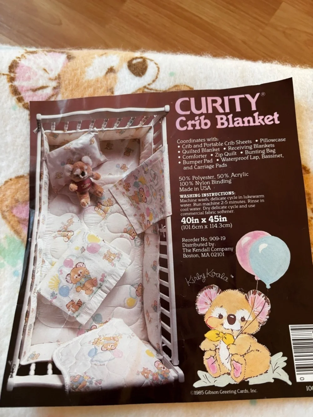 Kirby Koala 1985 Vintage Gibson Greeting Cards Crib Blanket